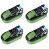 vidaXL Chingi de fixare cu clichet, 4 buc., verde, 6 m, 800 daN