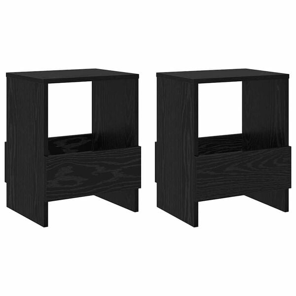 vidaXL Raft pentru reviste 2 pcs Stejar Negru 35 x 30 x 45 cm