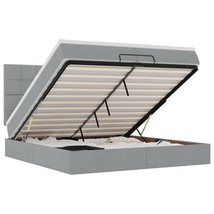 vidaXL Cadru de pat otoman cu saltele țesătură gri deschis 200x200cm