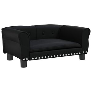 vidaXL Pat de c&acirc;ini, negru, 70x45x30 cm, piele ecologică
