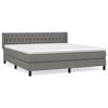 vidaXL Pat box spring cu saltea, gri &icirc;nchis, 180x200 cm, textil