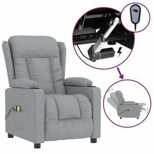 vidaXL Fotoliu de masaj electric rabatabil, gri deschis, textil