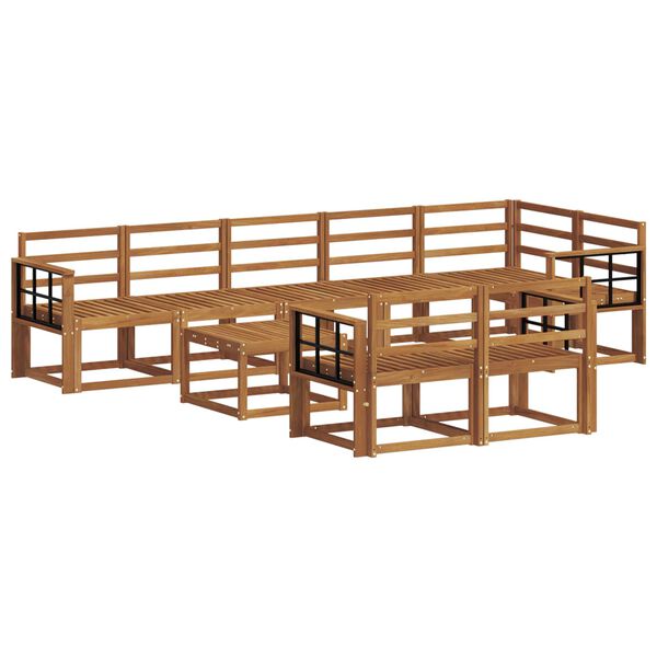 vidaXL Set de canapele de exterior 9 pcs natural Lemn Solid de Acacia