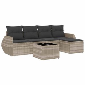 vidaXL Set canapele de grădină cu perne, 6 piese gri deschis poliratan