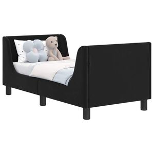 vidaXL Cadru de pat pentru copii cu spătar Negru 70 x 140 cm Catifea
