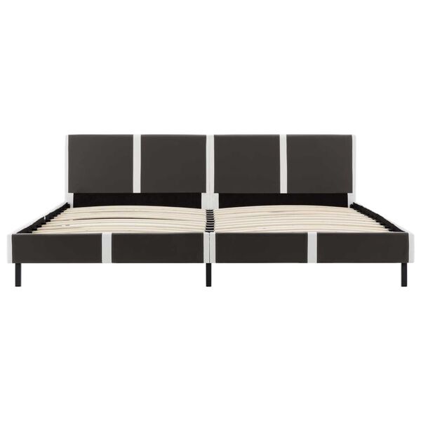 vidaXL Pat cu saltea, gri și alb, 180 x 200 cm, piele ecologică