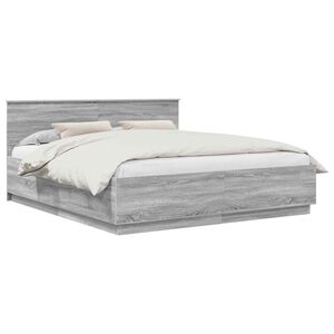 vidaXL Cadru de pat Sonoma gri 200 x 200 cm Lemn prelucrat