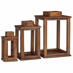 vidaXL Felinar 3 buc. natural 30 x 30 x 44 cm Lemn de mahon