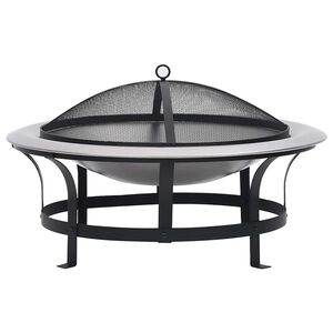 vidaXL Vatră de foc de exterior cu grătar, 76 cm, oțel inoxidabil
