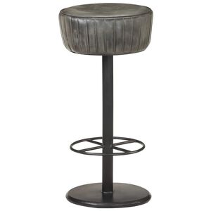 vidaXL Scaun de bar, gri &icirc;nvechit, piele naturală