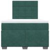 vidaXL Pat box spring cu saltea, verde &icirc;nchis, 120x200 cm, catifea