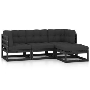 vidaXL Set mobilier de grădină cu perne, 4 piese, lemn masiv de pin