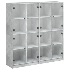 vidaXL Bibliotecă cu uși, gri beton, 136x37x142 cm, lemn compozit