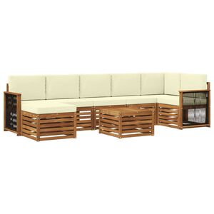 vidaXL Set de canapele de exterior cu pernă 7 pcs Natural și Crem