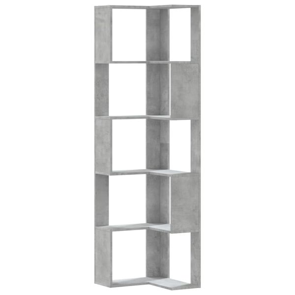 vidaXL Bibliotecă 5 niveluri gri beton 50x50x179cm lemn prelucrat
