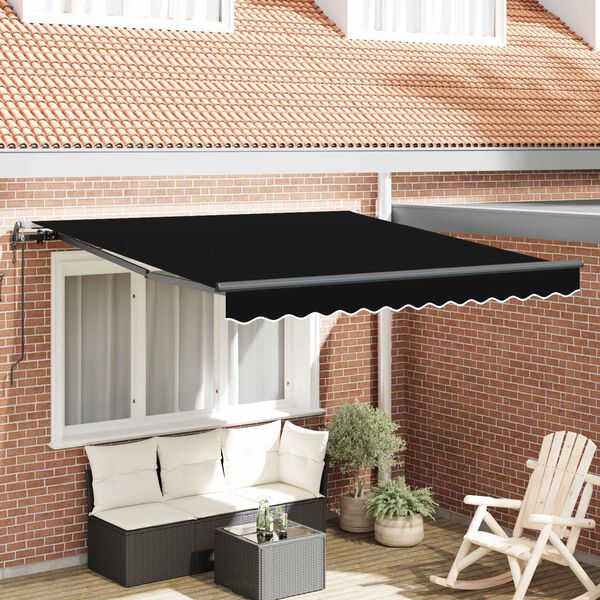 vidaXL Cortina Retractabilă Negru 350 x 250 cm Țesătură și Aluminiu