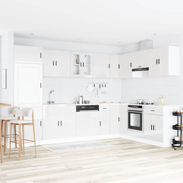 vidaXL Dulap baza chiuvetă cu depozitare Porto 2 pcs Alb Lemn compozit