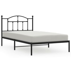 vidaXL Cadru de pat din metal cu tăblie, negru, 107x203 cm