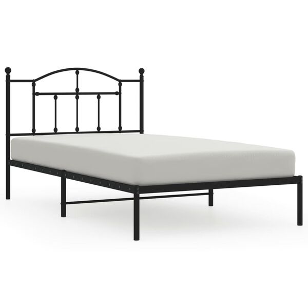 vidaXL Cadru de pat din metal cu tăblie, negru, 107x203 cm