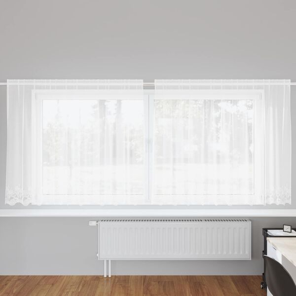vidaXL Cortină din Dantelă cu perdele Alb 160 x 300 cm Poliester