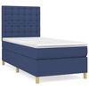 vidaXL Pat box spring cu saltea, albastru, 90x200 cm, textil