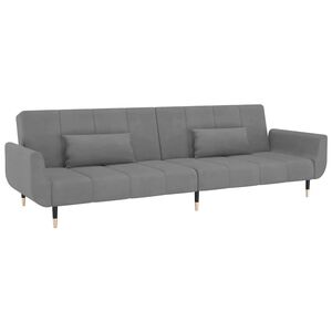 vidaXL Canapea extensibilă cu 2 locuri, 2 perne, gri deschis, catifea