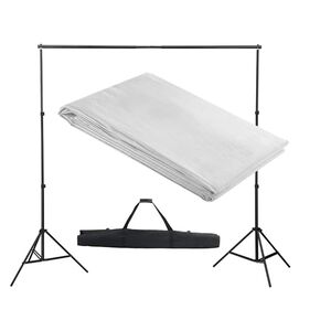 vidaXL Sistem de suport fundal, 300 x 300 cm, alb