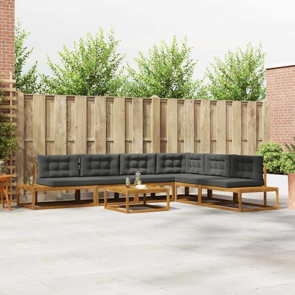 vidaXL Set de canapele de exterior 7 Bucată Natural și Antracit