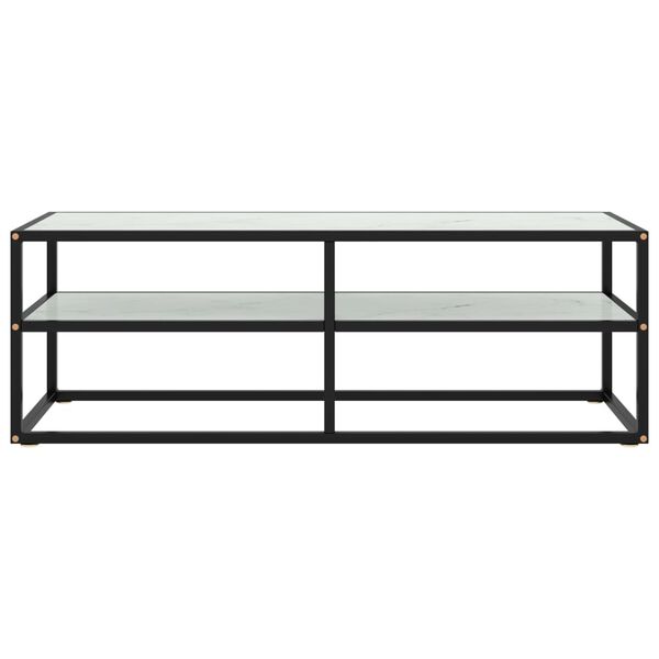 vidaXL Comodă TV, negru, 120x40x40 cm, sticlă de marmură albă