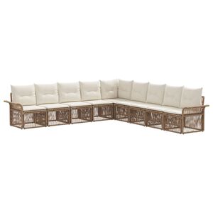 vidaXL Set de canapele pentru grădină 9 pcs Bej poliratan