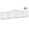 vidaXL Coșuri gabion arcuite, 3 buc., 300x30x60/80 cm, fier galvanizat