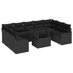 vidaXL Set de canapele pentru grădină Manual 10 pcs Negru Poli Rattan