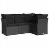 vidaXL Set mobilier de grădină cu perne, 4 piese, negru, poliratan