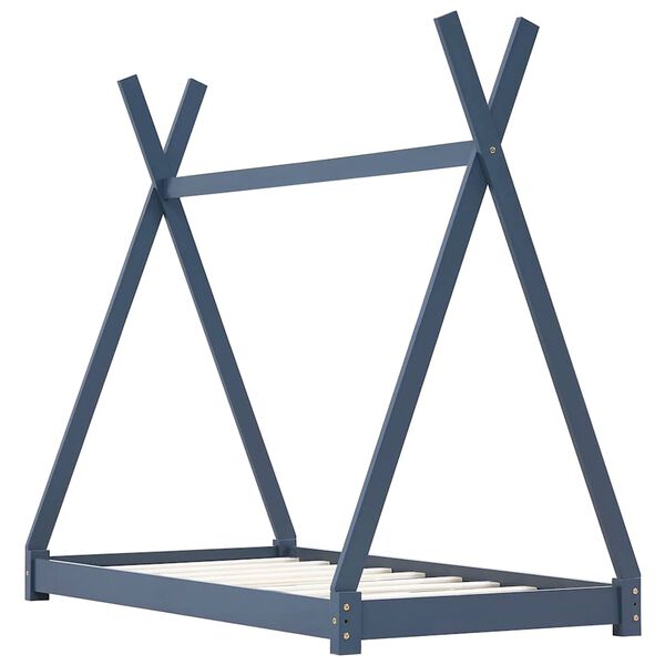 vidaXL Cadru pat de copii, gri, 70 x 140 cm, lemn masiv de pin