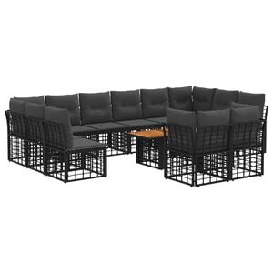 vidaXL Set de canapele pentru grădină 13 buc. Negru și gri &icirc;nchis