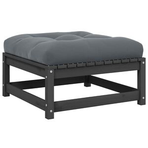 vidaXL Taburet de grădină cu pernă, gri, lemn masiv de pin