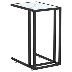 vidaXL Masă laterală de calculator, alb marmură, 50x35x65 cm, sticlă