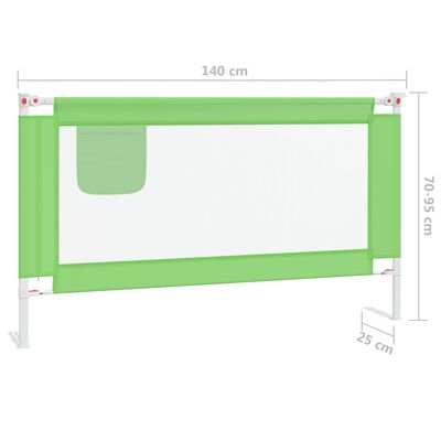 vidaXL Balustradă de protecție pat copii, verde, 140x25 cm, textil