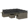 vidaXL Set canapele de grădină, 9 piese, cu perne, gri, poliratan