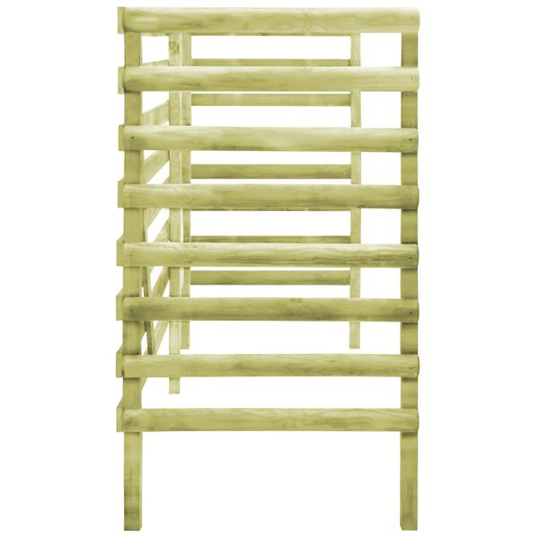 vidaXL Magazie triplă pubele verde 210x80x150cm lemn de pin tratat