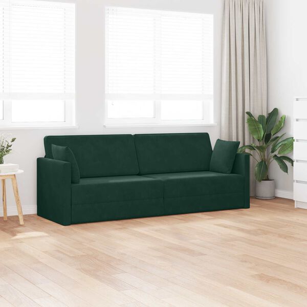 vidaXL Canapea extensibilă de podea 200cm Verde &icirc;nchis Catifea