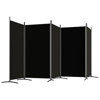 vidaXL Paravan de cameră cu 5 panouri, negru, 433x180 cm, textil