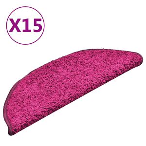 vidaXL Covorașe pentru scări, 15 buc., 56x17x3 cm, roz, semirotunde