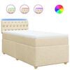 vidaXL Pat box spring cu saltea, crem, 80x200 cm, textil