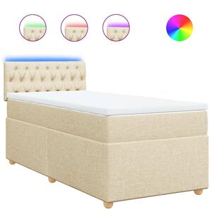 vidaXL Pat box spring cu saltea, crem, 80x200 cm, textil
