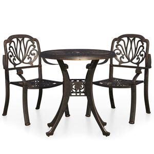 vidaXL Set mobilier bistro, 3 piese, bronz, aluminiu turnat
