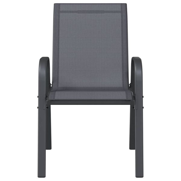 vidaXL Scaune de grădină stivuibile, 4 buc., gri, textilenă