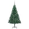 vidaXL Brad Crăciun pre-iluminat cu set globuri, verde, 150 cm, PVC