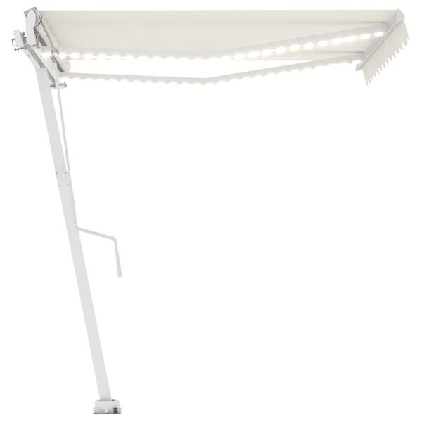 vidaXL Copertină automată cu senzor v&acirc;nt & LED, crem, 350x250 cm