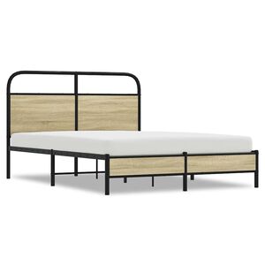 vidaXL Cadru de pat fără saltea 120x190 cm Lemn derivat stejar Sonoma